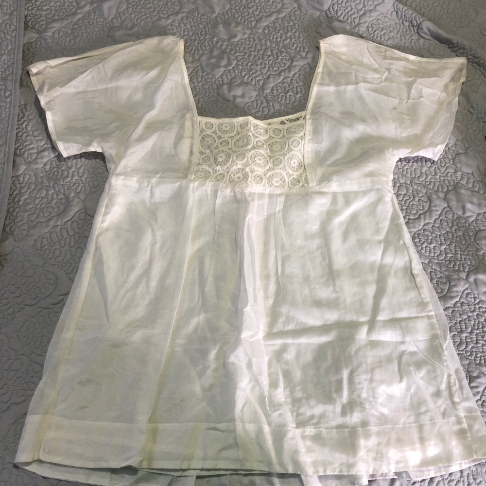 Antropólogie blouse szS delicate silk off white .